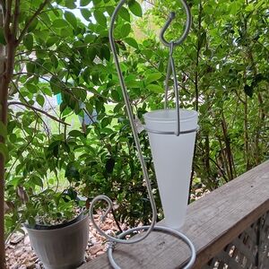 At Home America Table Decor Solid Metal Matte Silver Frosted Glass Vase